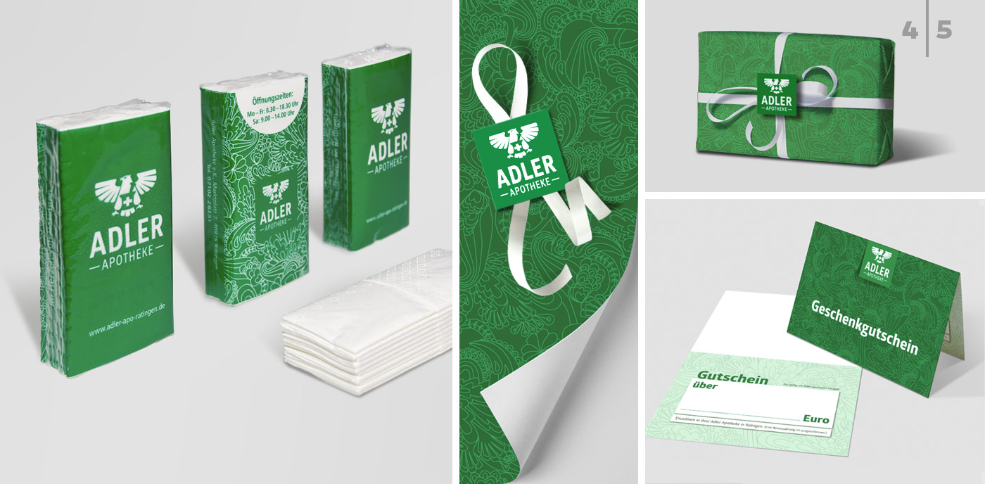 Design für Taschentuchverpackung, Geschenkpapier und Geschenkgutschein