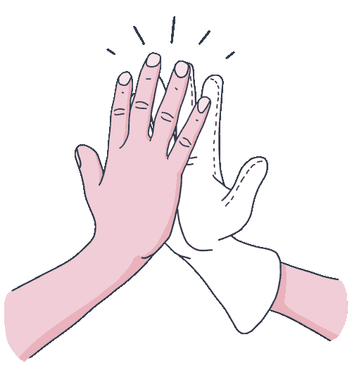 Illustration von 2 Händen, die einschlagen. Eine Hand hat weißen Handschuh an.