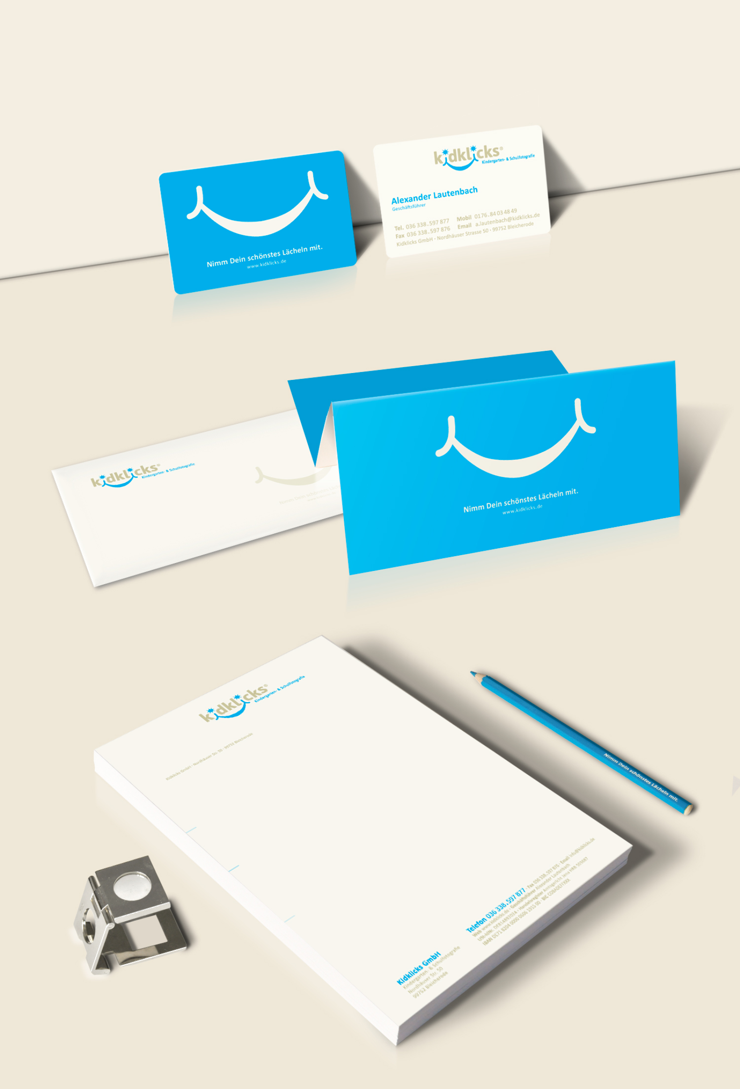 2-seitige Visitenkarte, 2-seitiger Briefbogen mit Lang DIN Umschlag im Corporate Design